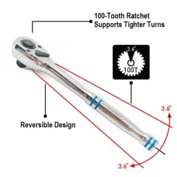 3 Pieces 1/2" 3/8" 1/4" 100-Tooth Quick-Release Ratchet-Wrench Set And 3 Pieces 12" Locking Pliers Set - Straight/45°/90° Angled Jaws for Hard-to-Reach Gripping & Clamping