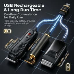 Professional 3-in-1 Electric Hair Clipper Set with LED Display, USB Rechargeable Cordless Trimmer for Men, Beard & Head Shaver Kit with Multiple Guide Combs