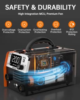 HITBOX HBM200 MIG TIG MMA Welding Machine 3 IN 1 Synergy Inverter Welder Gasless Flux Core Semi-Automatic Soldering Portable Inverter Equipment for Iron Metal Work