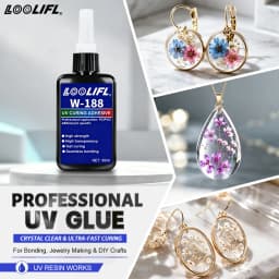 W-188 UV Glue Ultra Transparent Fast Curing UV Adhesive Low Odor Strong Bond for Acrylic Glass Phone Case Dried Flower Handmade Craft Jewelry Making