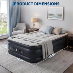 Twin/Queen Air Mattress With Built-in Pump, 18'' Raised Inflatable Guest Bed, 3-Min Fast Inflate, Honeycomb Support, 800lb