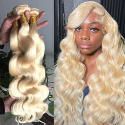 High Quality 613 Platinum Blonde Colored Body Wave Human Hair Extension 30 32 34 36 38 Inch Long 1 3 4 Bundles 100% Unprocessed Raw Hair Vietnamien Double Weft Quick Weave Sew In Glossy Hair Bundles For Black Women Can Be Dyed Wholesale Hair Free Shipping