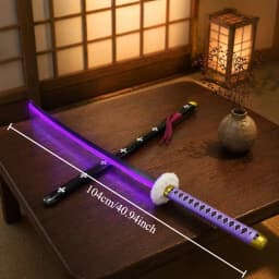 40.94Inch 104cm Plastic One Piece Trafalgar Law Glowing Great Katana Anime Cosplay Safe Blunt Sword Prop Purple Light Blade Collection Gift