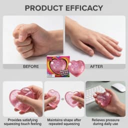 Cute Clear Glitter Heart Squishy Toy, Soft TPR Transparent Heart Squeeze Fidget Toy, Kawaii Stress Relief Vent Toy for Teens