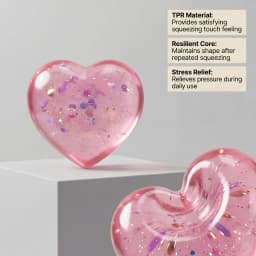 Cute Clear Glitter Heart Squishy Toy, Soft TPR Transparent Heart Squeeze Fidget Toy, Kawaii Stress Relief Vent Toy for Teens