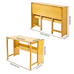Bamboo Foldable Desk 40.6 Inch, Folding Desks for Small Spaces, Mid Century Small Computer Desk with Bookshelf for Bedroom Home Office, Brown, Primary Color