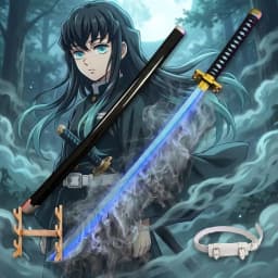 Demon Slayer 104cm 40in Triple Style Combo Plastic LED Smoke Fog Effect Katana Sword Safe Unsharpened Cosplay Display Photo Prop