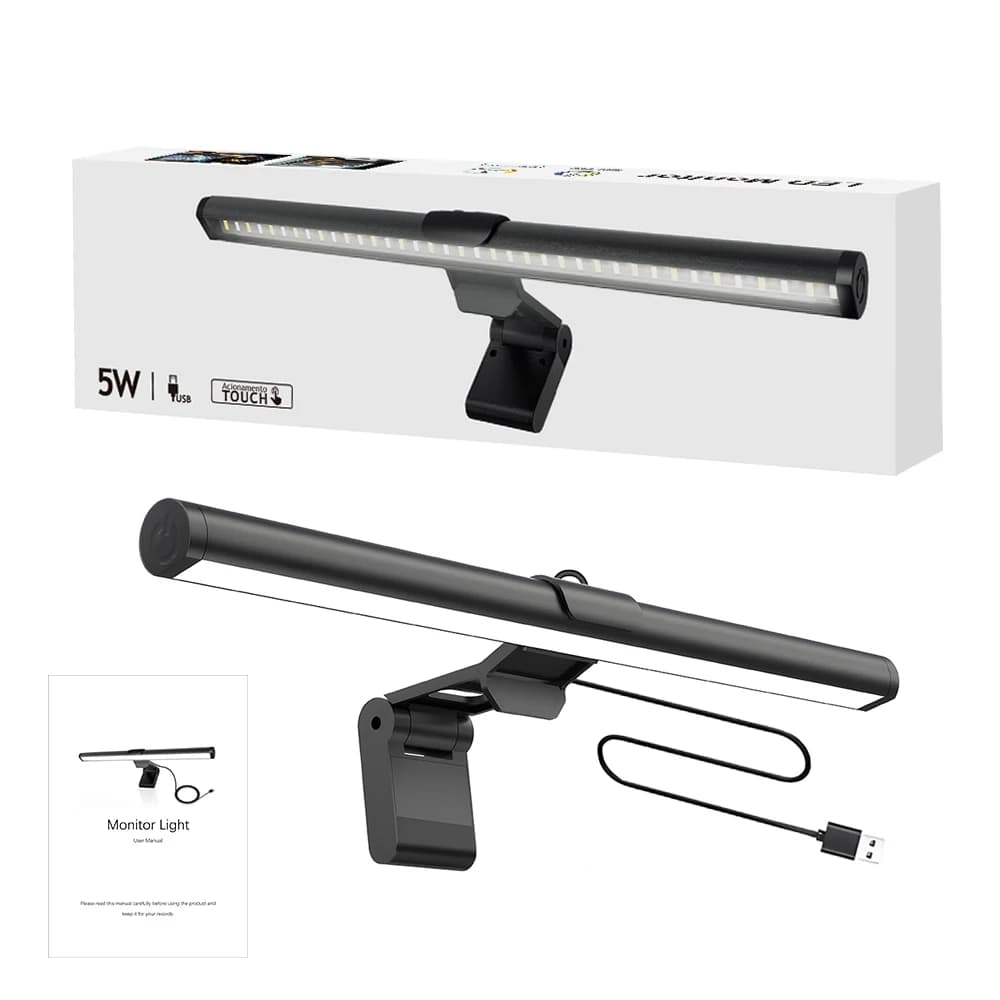 Computer Monitor Lamp, Screen Monitor Eye Protection Light Strip, RGB Dream Color Ambient Light, Reading LED Task Light, Dimmable Light Strip, Touch Control, Glare-Free, Space-Saving Home Office Desk Lamp