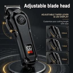 4-in-1 Men's Hair Clipper Set with LED Display, USB Rechargeable Beard & Nose Trimmer, Foil Shaver + 8 Combs for Home & Barber