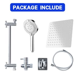 Stainless Steel 8 Inch Overhead Showerhead 7 Modes With Extension Arm Multi-function Hand Shower Wall Mounted Showerhead Set