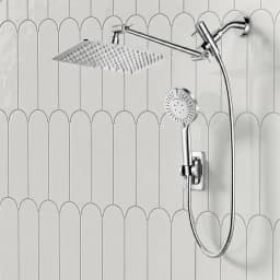 Stainless Steel 8 Inch Overhead Showerhead 7 Modes With Extension Arm Multi-function Hand Shower Wall Mounted Showerhead Set