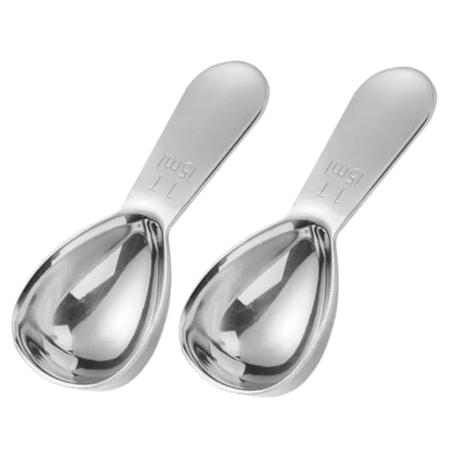 2 Pack 15ml 1 Tablespoon 304 Stainless Steel Coffee Scoop, Short Handle Measuring Spoon for Ground Coffee/Beans, Fits in Canist