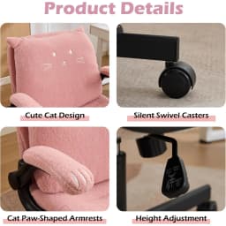 Office Desk Chair with Wheels, Criss Cross Chair with 2-in-1 Flip Backrest, Swivel Height Adjustable Cute Desk Chair with Double-Layer Cushion for Living Room, Bedroom, Study (Pink)