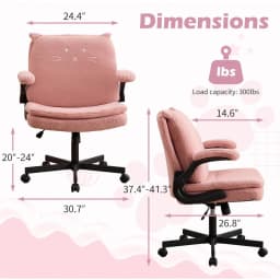 Office Desk Chair with Wheels, Criss Cross Chair with 2-in-1 Flip Backrest, Swivel Height Adjustable Cute Desk Chair with Double-Layer Cushion for Living Room, Bedroom, Study (Pink)