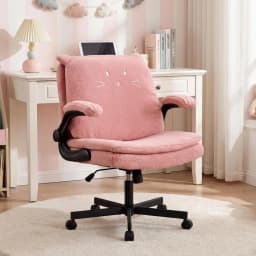 Office Desk Chair with Wheels, Criss Cross Chair with 2-in-1 Flip Backrest, Swivel Height Adjustable Cute Desk Chair with Double-Layer Cushion for Living Room, Bedroom, Study (Pink)