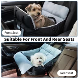 Portable Dog Car Seat Pet Dog Booster Seat Puppy Travel Carrier Bed with Safety Belt Storage Pocket Removable Washable Cover