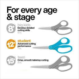 Student Scissors, 7", Pointed, School Supplies for Kids 12 & Older, Red