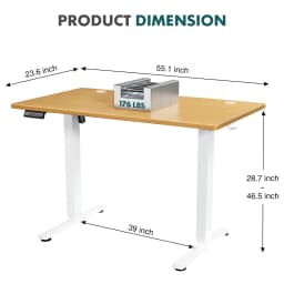 MCQ 55x24 Inch Electric Office Computer Desk with Wooden Desktop Ergonomic Height Adjustable Gaming Corner Table for Home Office