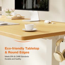 MCQ 55x24 Inch Electric Office Computer Desk with Wooden Desktop Ergonomic Height Adjustable Gaming Corner Table for Home Office