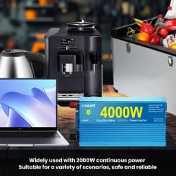 4000W/7000W Pure Sine Wave Inverter DC12V 24V to AC110V-120V 60Hz with 3 US Socket 2 USB for RV/Van life/Truck/Camping/Emergency Power