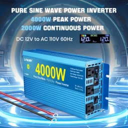 4000W/7000W Pure Sine Wave Inverter DC12V 24V to AC110V-120V 60Hz with 3 US Socket 2 USB for RV/Van life/Truck/Camping/Emergency Power