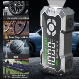 3000A Peak Portable Car Jump Starter 6400mAh Battery Booster Pack Built-in 150PSI Tire Inflator LED Emergency Light USB Charger For Auto Motorcycle Roadside Emergency Kit