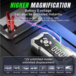 3000A Peak Portable Car Jump Starter 6400mAh Battery Booster Pack Built-in 150PSI Tire Inflator LED Emergency Light USB Charger For Auto Motorcycle Roadside Emergency Kit