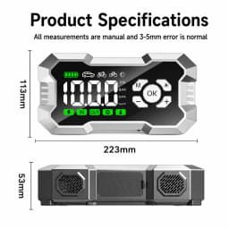 3000A Peak Portable Car Jump Starter 6400mAh Battery Booster Pack Built-in 150PSI Tire Inflator LED Emergency Light USB Charger For Auto Motorcycle Roadside Emergency Kit