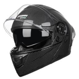 Crown Racing FL900 Modular Motorcycle Helmet, DOT Certified Flip-Up Full Face Helmet with Dual Visor and Extra Clear Shield, Adult Sizes Carbon Fiber Pattern