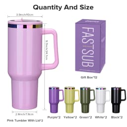 12 Pack 40 oz Rainbow Wide Mouth Tumbler with Handle, Suitable for Laser Engraving, Keeping Hot and Cold (Color Mixing)