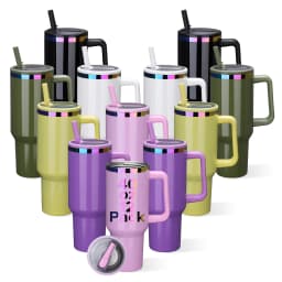 12 Pack 40 oz Rainbow Wide Mouth Tumbler with Handle, Suitable for Laser Engraving, Keeping Hot and Cold (Color Mixing)
