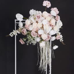 Angela Flower A8796 White Pink Rose Babybreath Delphinium Flowers Row Wedding Backdrop KT Board Floral Arrangement Decor Stage Flower Banquet Event Party Props