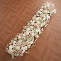 Angela Flower A8796 White Pink Rose Babybreath Delphinium Flowers Row Wedding Backdrop KT Board Floral Arrangement Decor Stage Flower Banquet Event Party Props