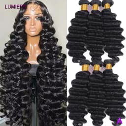 Loose Deep Wave Bundles  Raw Virgin Human Hair Brazilian 30 32 Inch Curly Hair Bundles  Human Hair Extensions Wholeasle 8-40 Inch Natural Wave Raw Human Hair Extensions Virgin Deep Wave Hair Bundles Wet And Wavy Hair Bundles 3/4 Pcs Extension