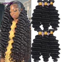 Loose Deep Wave Bundles  Raw Virgin Human Hair Brazilian 30 32 Inch Curly Hair Bundles  Human Hair Extensions Wholeasle 8-40 Inch Natural Wave Raw Human Hair Extensions Virgin Deep Wave Hair Bundles Wet And Wavy Hair Bundles 3/4 Pcs Extension