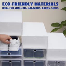 24 Pcs Stackable Shoe Storage Boxes, Clear Front Door & Ventilation Holes, Foldable Plastic Organizer for Shoes, Books