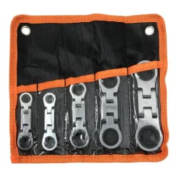 5pcs SAE Dual Flex Head Ratcheting Wrench Set, Double Box End, Flex-Head, Stubby SAE Combination Wrench Set