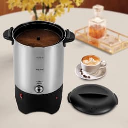 NEWEST 5.2L/1.4Gal 30 Cups Commercial Coffee Urn, 1000W Stainless Steel Commercial Coffee Maker Hot Beverage Dispenser with Percolator & Faucet for Home Party Office Wedding