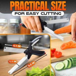 2 in 1 Kitchen Scissors for Food – Stainless Steel 9.5" Tomato Knife Chops Vegetables, Fruit, Cheese, Meat in Seconds | Dishwasher Safe Cutting Board Scissors with Safety Lock – Mess-Free Prep