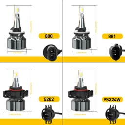 AUXITO 2Pcs H8 H11 H16(JP) LED Fog Lights 6500K White H10 H16(EU) H27 880 881 5202 9006 HB4 PSX26W PSX24W LED Fog Lamp DRL Car Driving Lamp 12V Fanless