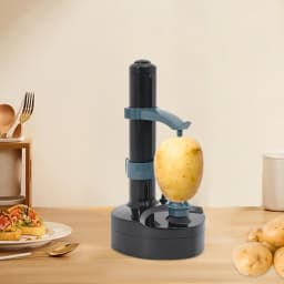 Electric Peeler Automatic Potato Apple Pear Peeler Smart Vegetable and Fruit Peeler Machine Stainless Steel Kitchen Peeling Tool Dual Power with 2 Replacement Blades and 1 Handy Thumb Knife