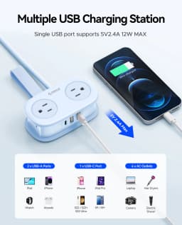 ORICO Travel Power Strip with USB C 4 Outlets 3 USB Ports 1 Type C 4FT Wrapped Extension Cord Non Surge Protector Cruise Ship Approved Wall Mountable Flat Plug ETL Listed for Home Office Dorm
