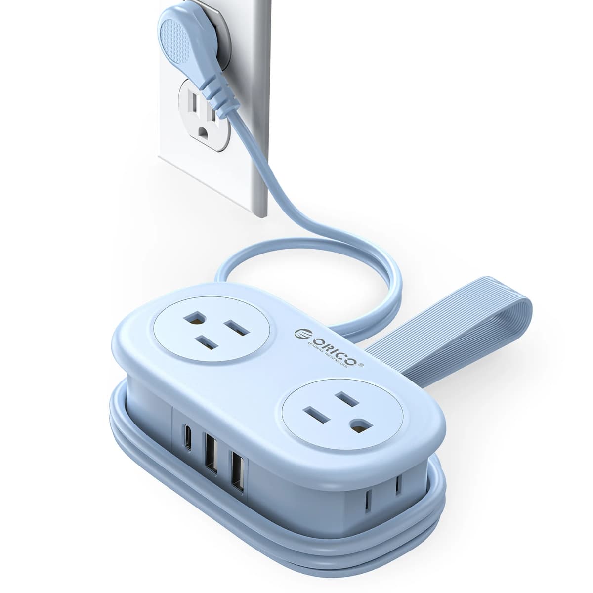 ORICO Travel Power Strip with USB C 4 Outlets 3 USB Ports 1 Type C 4FT Wrapped Extension Cord Non Surge Protector Cruise Ship Approved Wall Mountable Flat Plug ETL Listed for Home Office Dorm