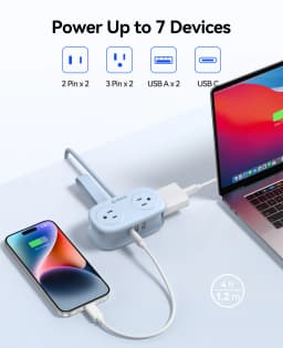 ORICO Travel Power Strip with USB C 4 Outlets 3 USB Ports 1 Type C 4FT Wrapped Extension Cord Non Surge Protector Cruise Ship Approved Wall Mountable Flat Plug ETL Listed for Home Office Dorm