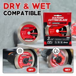3 Inch Super Thin Diamond Saw Blade 2PCS, 3/8" Arbor Tile Cutting Blade for Angle Grinder, Smooth Cutting for Porcelain Ceramic Granite Marble