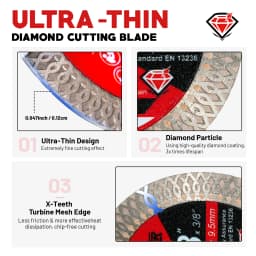 3 Inch Super Thin Diamond Saw Blade 2PCS, 3/8" Arbor Tile Cutting Blade for Angle Grinder, Smooth Cutting for Porcelain Ceramic Granite Marble