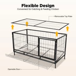 Black Large Chicken Coop for 10 Hens with Automatic Egg Collection, Indoor Outdoor Wooden Aviary Hen House with Nesting Boxes & Waterproof Roof, Easy Clean Tray for Backyard Poultry Chicken Farm