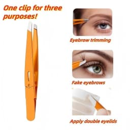 Colorful Stainless Steel Precision Eyebrow Tweezers Flat Tip Hair Removal Tweezers for Eyebrow Shaping Facial Plucking Eyelash Extension Beauty Makeup Tool