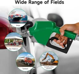 3/4" NPT Automatic Fuel Nozzle with Hook, Gas Pump Handle Fuel Nozzle with 3-speed Padlock (9-16 GPM) for Gasoline, Diesel, Biodiesel up to B20, E15 & Kerosene
