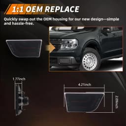 2PCS Front Corner Side Marker Light Reflector Fender Light Turn Warning Light Corner Light Turn Signal Light With Full LED For 2022 2023 2024 2025 Ford Maverick